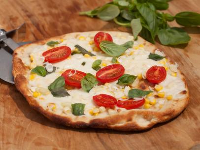 Katie Lee's Corn and Tomato Pizza, as seen on Food Network's The Kitchen, Season 2.