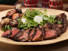 Geoffrey Zakarian's Grilled Ribeye with Watercress Salad, as seen on Food Network's The Kitchen, Season 2.