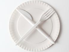 Disposable Paper Plate, Fork and Knife