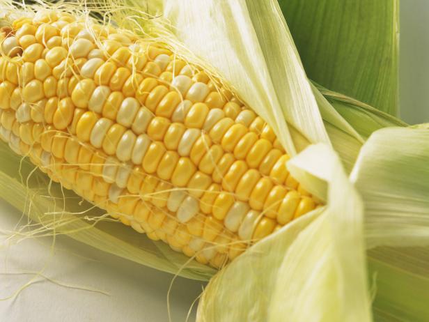 Corn on cob, high angle view, close up
