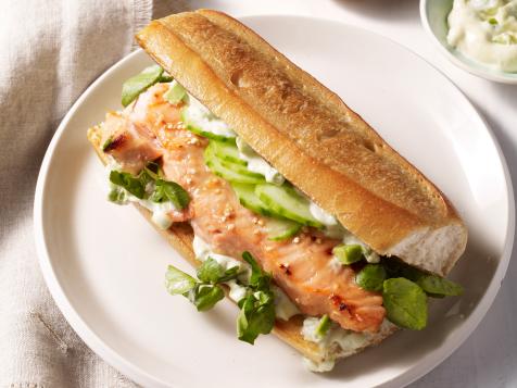 Miso Salmon Sandwiches with Spicy Avocado Mayonnaise