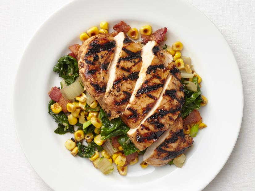 Balsamic Chicken with Corn and Swiss Chard Recipe | Food Network ...