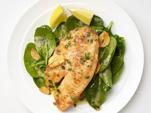Lemon-Garlic Tilapia with Spinach Recipe | Food Network Kitchen | Food ...