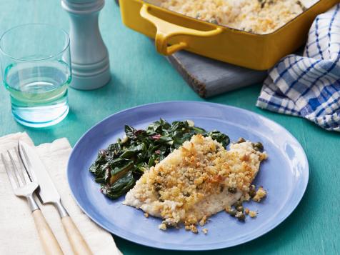 Baked Lemon Sole with Sauteed Swiss Chard
