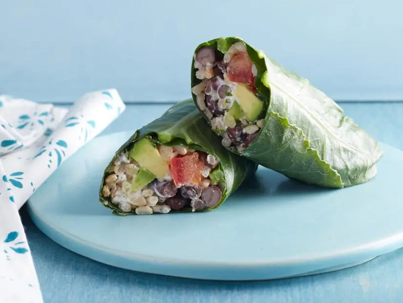 Food Network Kitchen's Collard Wrapped Bean Burritos For Bunless/Breadless Sandwiches As seen on Food Network