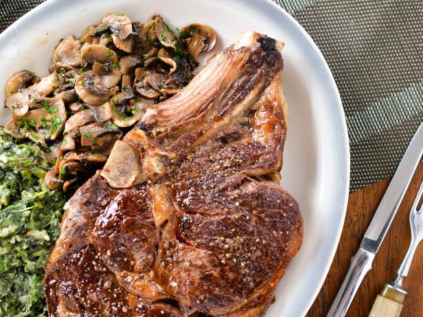 Steakhouse Rib Eyes with Creamed Spinach