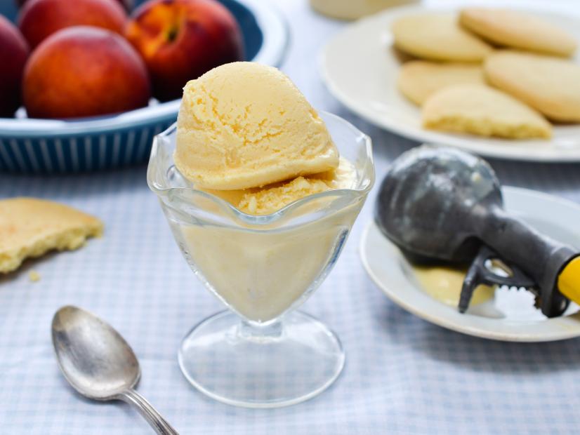 Virginia Willis' Peach Ice Cream with Teacake Cookies for FoodNetwork.com