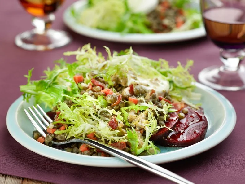 Bobby Flay's Warm Lentil Salad with Roasted Beets and Goat Cheese
