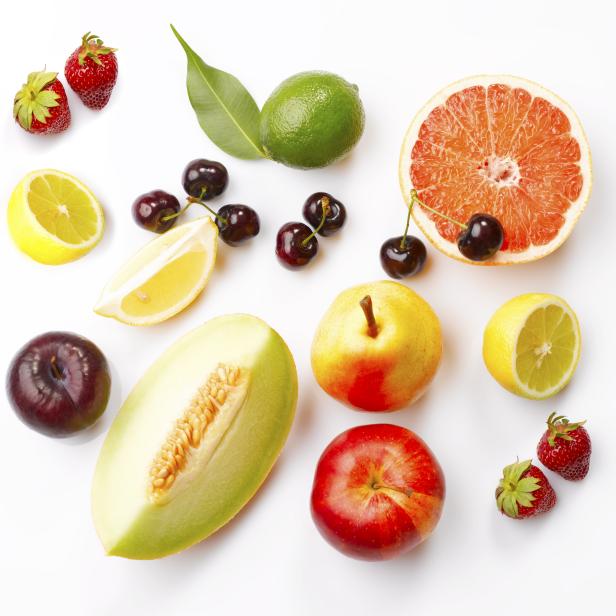 Various Fruits On White