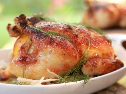 Roasted Chicken With Pear Butter and Bourbon Glaze, as seen on Food Network's Southern at Heart, Season 1.