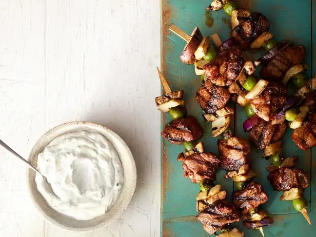 Lamb and Artichoke Kebabs with Greek Yogurt Dip Recipe | Food Network ...