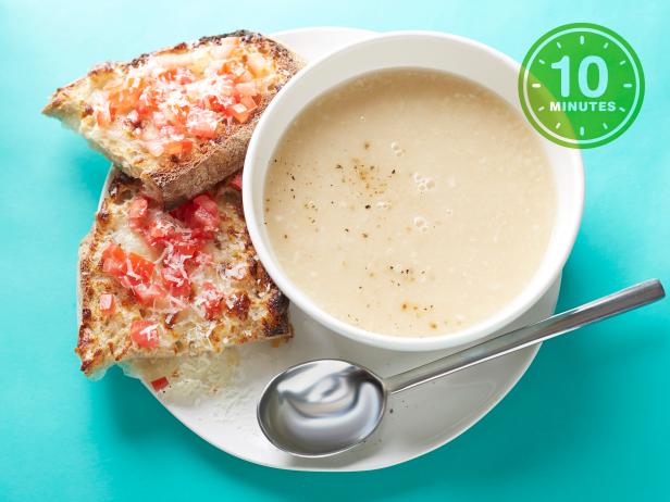 Food Network Kitchen's 10-Minute White Bean Soup with Toasted Cheese And Tomato For Beat The Clock Dinners As seen on Food Network 