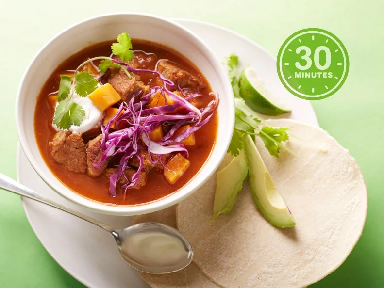 Food Network Kitchen's 30-Minute Spicy Pork And Sweet Potato Stew For Beath The Clock Dinners As seen on Food Network 