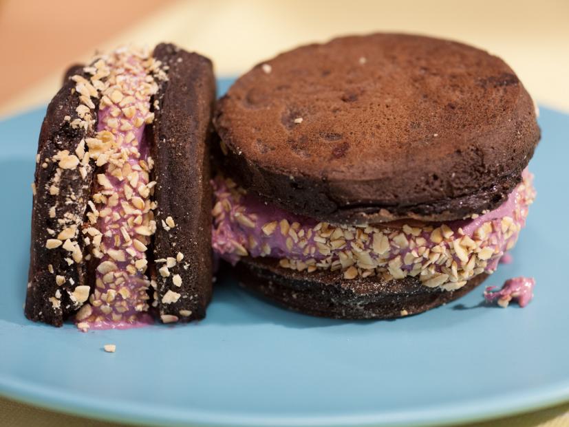 Black Forest Pancakes Ice Cream Sandwich, made by Geoffrey Zakarian, as seen on Food Network's The Kitchen, Season 2.