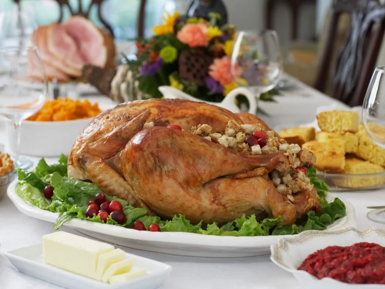 Thanksgivig dinner on table