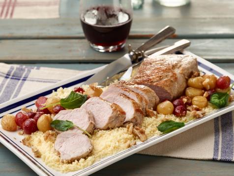 30-Minute Roasted Pork with Grapes and Couscous