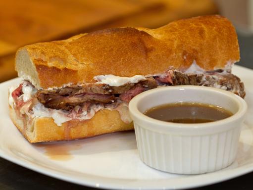 French Dip Steak Sandwiches with Horseradish Sauce Recipe | Food Network