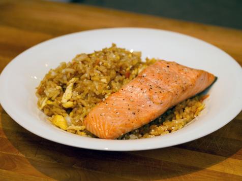 Fried Rice with Simple Baked Salmon