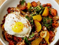 This simple recipe for roasted root vegetables and eggs is as versatile as it is healthful: Zoe Nathan eats it for breakfast, lunch and dinner.