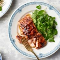 Katie Lee's Brown Sugar Spiced Salmon for the Quick and Easy episode of The Kitchen, as seen on Food Network.