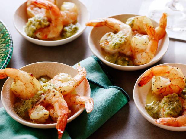 Cumin-Roasted Shrimp with Green Chile Cocktail Sauce