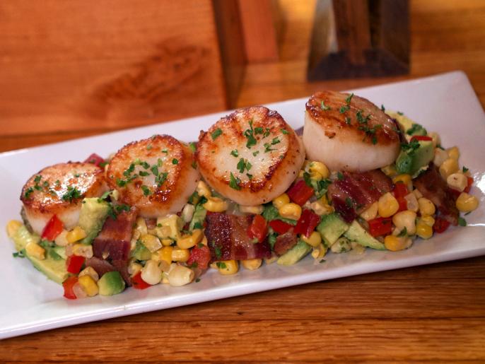 Seared Scallops with a Corn, Bacon and Avocado Relish Recipe Food Network