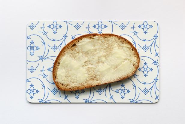 Slice of bread on board