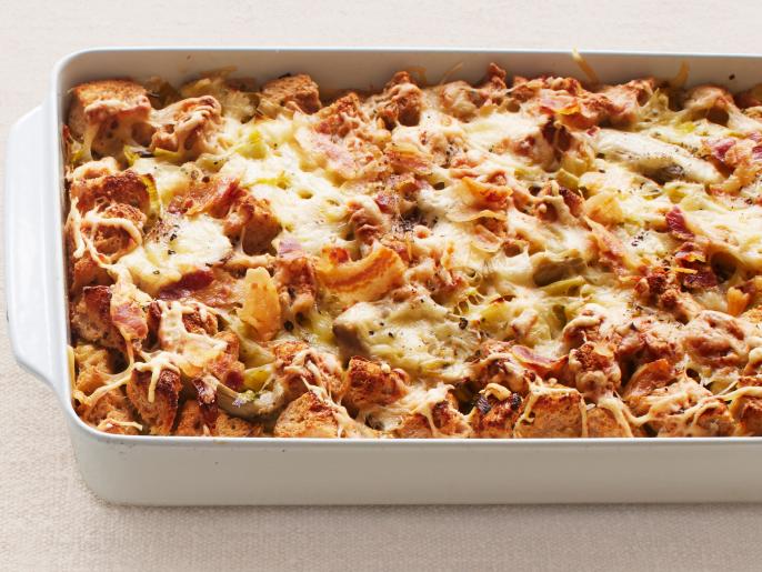 Leek and Artichoke Bread Pudding Recipe | Ina Garten | Food Network