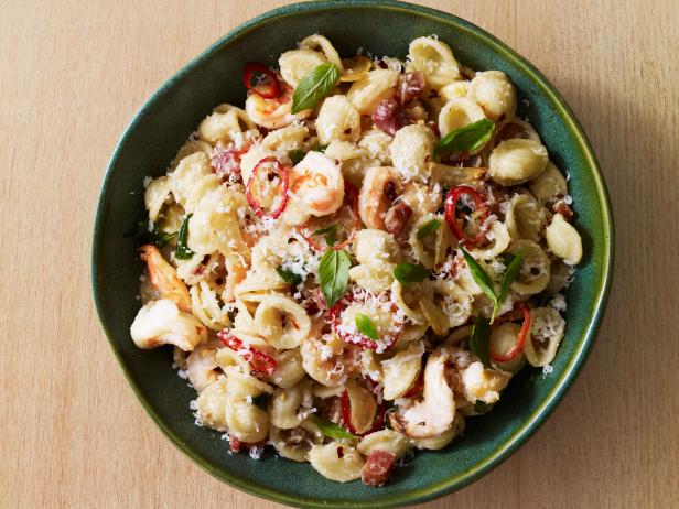 Orecchiette with Shrimp, Pancetta and Fresno Chiles Recipe | Geoffrey  Zakarian | Food Network