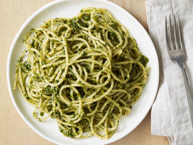 Spaghetti with Pecan-Herb Pesto Recipe | Geoffrey Zakarian ...