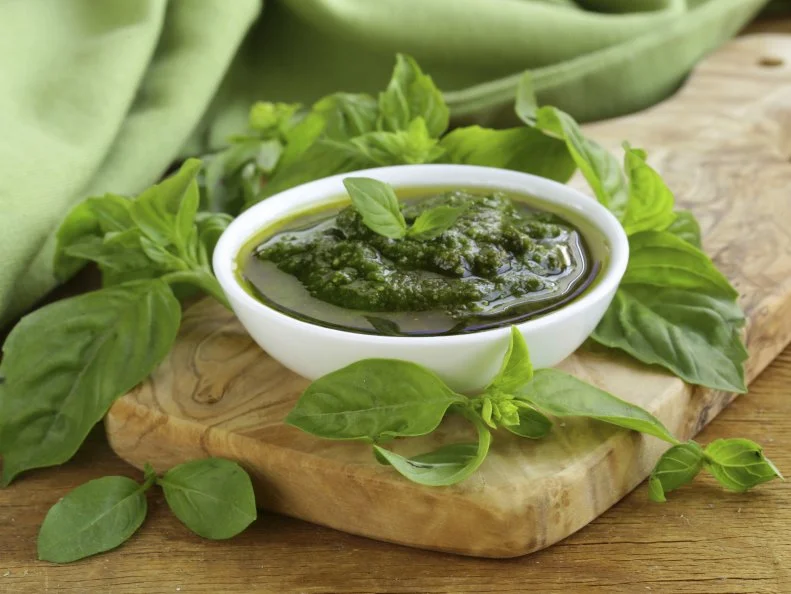 pesto sauce with basil and olive oil