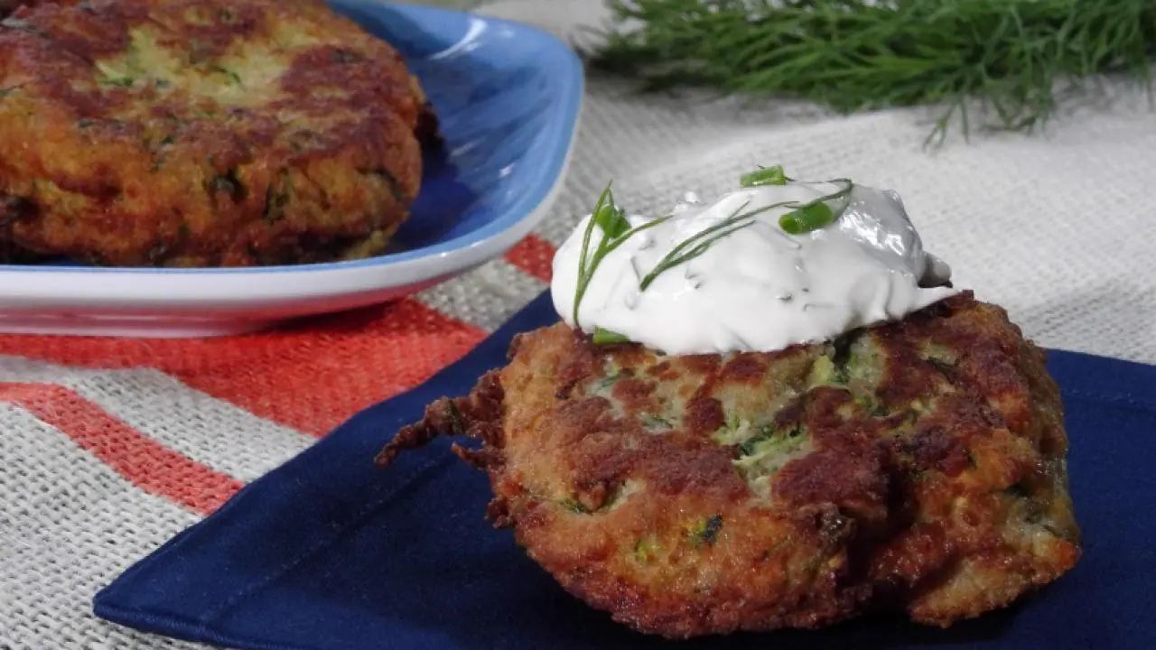 Zucchini Cakes with Herb Cream