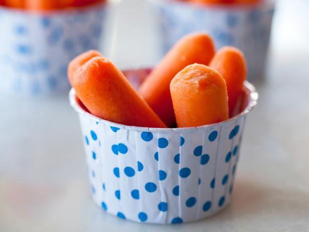 serve baby carrots and dip together in cute cups.