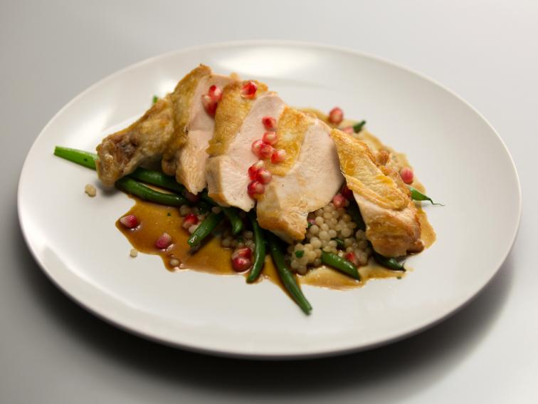 PanSeared Airline Chicken Breasts with Israeli Couscous, Pomegranate