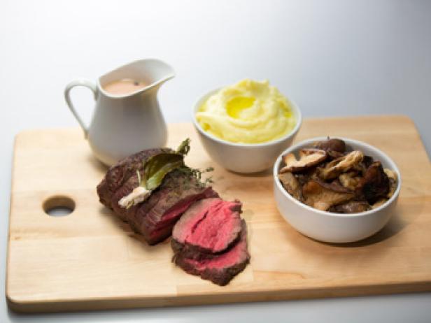 Roasted Chateaubriand with Red Wine-Mushroom Reduction and Pommes Puree image