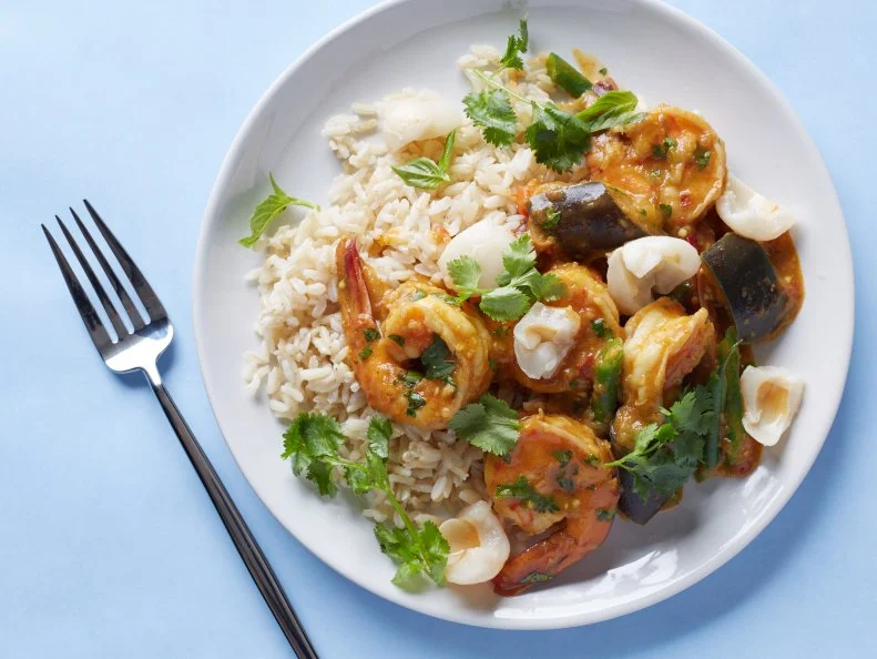 Food Network Kitchen's Shrimp and Lychee Curry, as seen on Food Network.