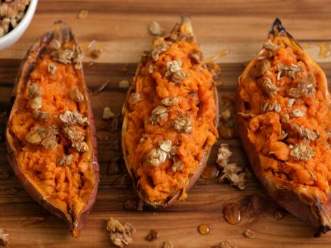 Roasted Sweet Potato with Banana Walnut Crumbles