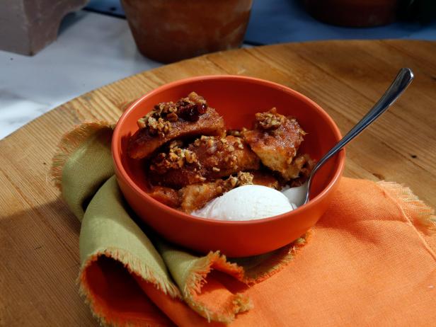 Sunny Anderson's Apple Cider Donut Pudding as seen on Food Network's The Kitchen, Season 7.
