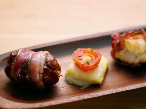 Hard Polenta Cakes with Taleggio and Cherry Tomatoes