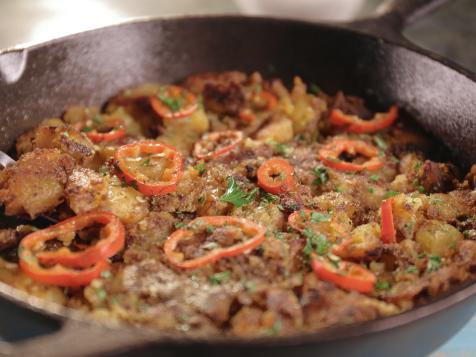 Home Fries with Za'atar, Red Chile, Cilantro, Lime and Clove-Scented Ketchup