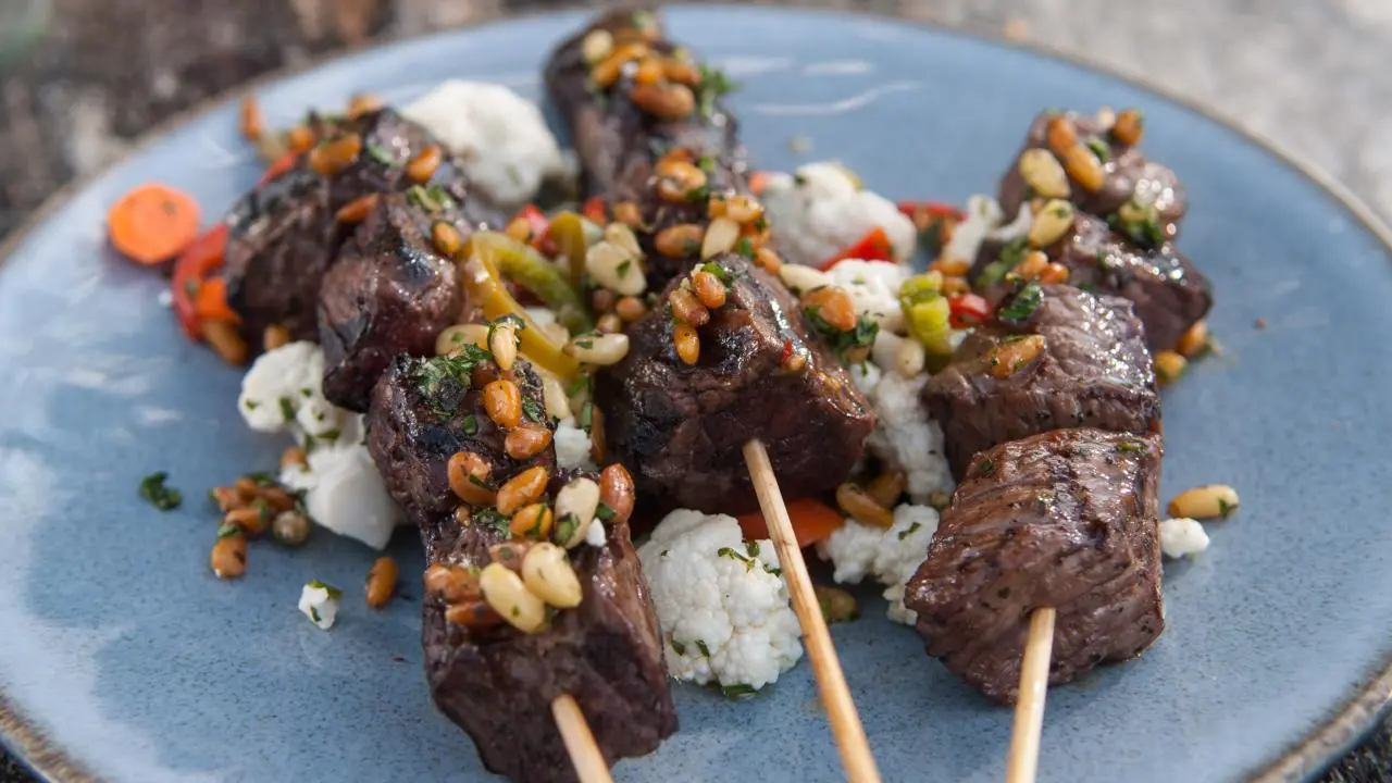 Chicago Beef Kebabs with Giardiniera and Gremolata