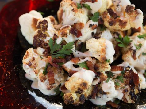 Grilled Cauliflower with Bacon and Brie