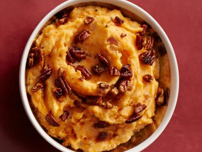 Bourbon Pecan Smashed Sweet Potatoes Recipe | Rachael Ray | Food Network