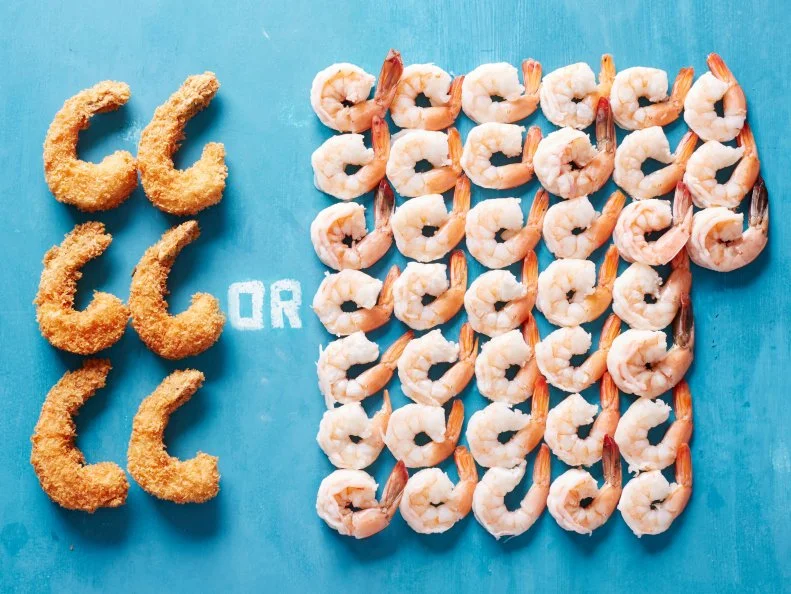 250 Calories worth of fried shrimp or cocktail shrimp.