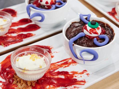 Spicy Chocolate Pots de Creme with Bloody Butterscotch
