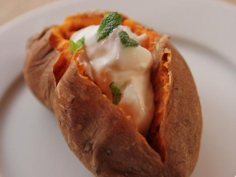 Baked Sweet Potato with Sour Cream and Mint