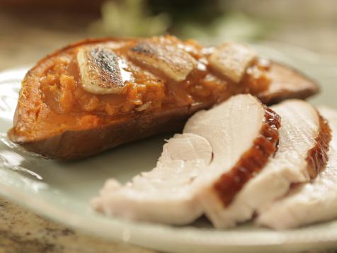 Twice Baked Sweet Potatoes with Sea Salt Marshmallow Caramels