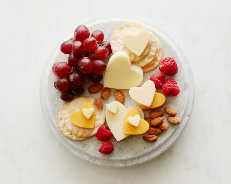 FNK HEARTSHAPED FOODS FOR VALENTINE’S DAY HEART SHAPED FOODS FOR VALENTINE’S DAY, Food Network Kitchen, Food Network, Eggs, Bacon, Pancakes, Shrimp, Cheese, Pepperoni, Pork Chops, Cinnamon, Strawberries, Rice Cereal