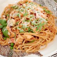 Giada de Laurentiis's dish, Creamy Lobster Pasta, as seen on Food Network’s Giada’s Holiday Handbook, Season 1.