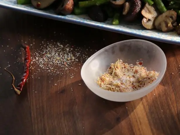 Roasted Asparagus and Mushrooms with Chile-Lemon Salt Recipe | Valerie Bertinelli | Food Network